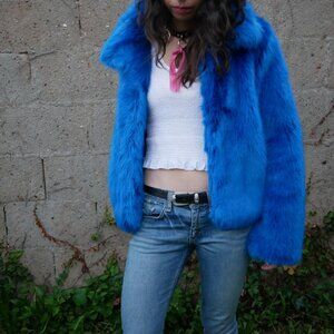 Gorgeous Royal Blue Faux Fur Coat/ Jacket
